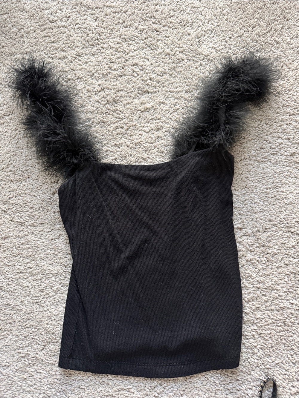 Gianni Bini Black Feather Strap Tank Top